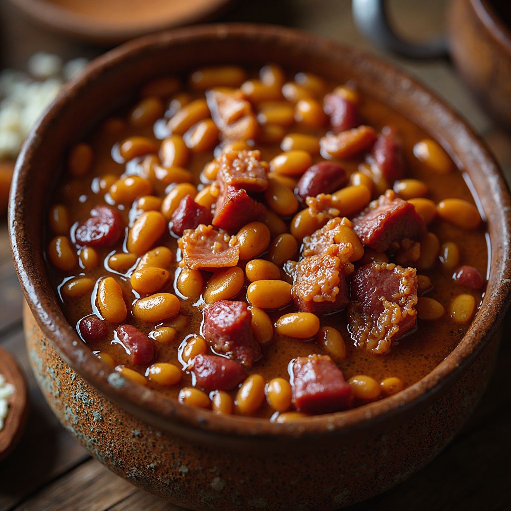 Texas pit beans with brisket ends