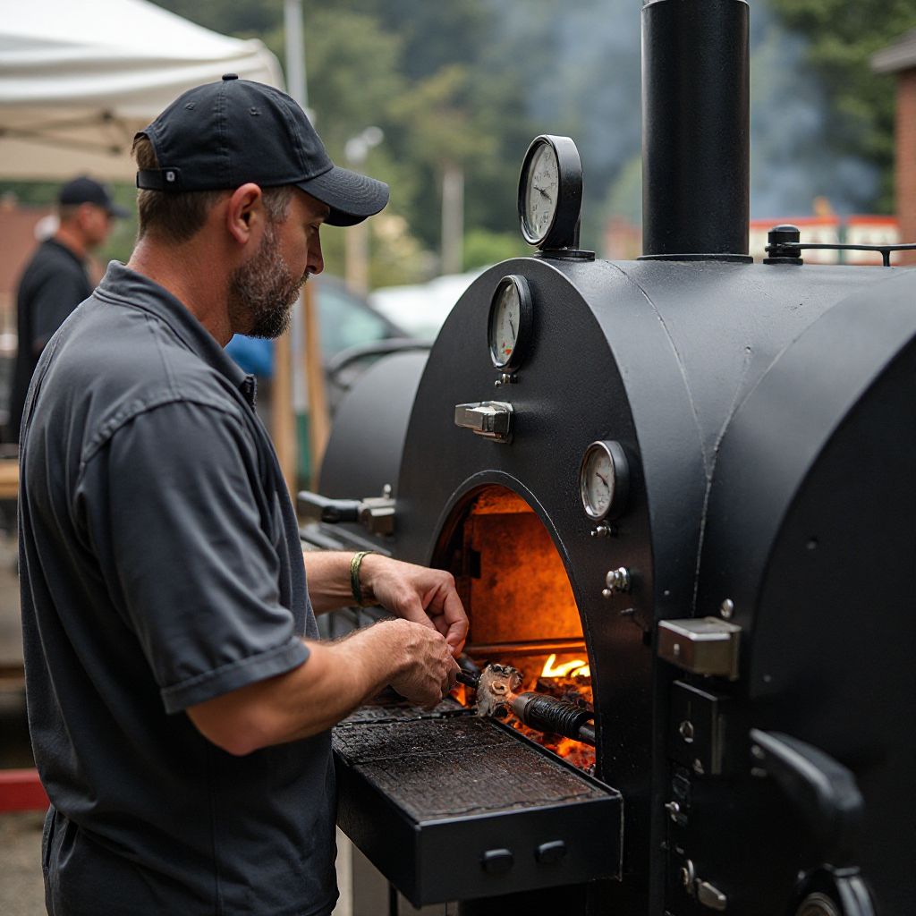 Custom offset smoker with temperature monitoring