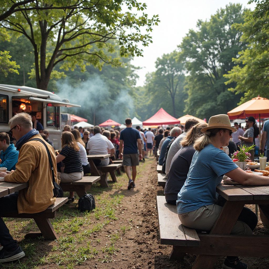 Music festival food court area